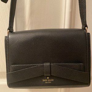 Kate Spade Black Crossbody Leather Bag with Front Bow